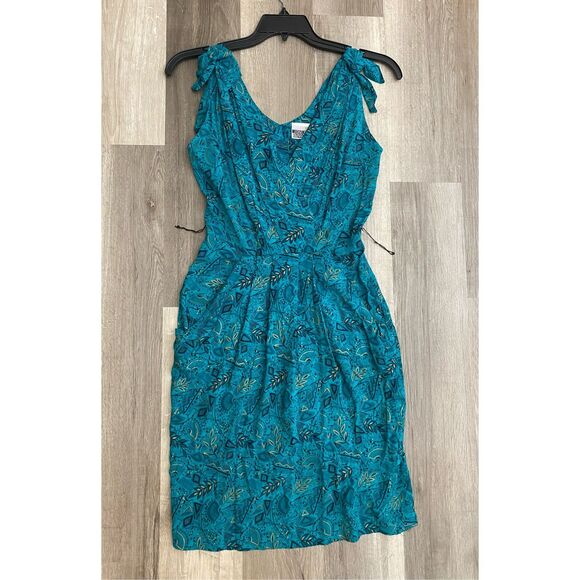 Joni Blair Teal Blue Floral Button Pencil Dress, Flowing, Size Small - Picture 1 of 8
